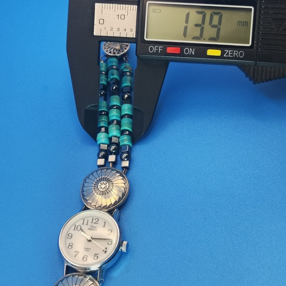 Vintage 1998 Timex Indiglo Sterling Silver Native Turquoise Women's Quartz Watch - Picture 8 of 13